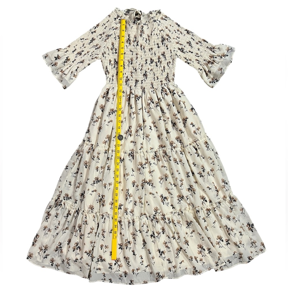 JessaKae Cream Off Shoulder Midi Puff Sleeve Sundress Size S - Picture 7 of 11
